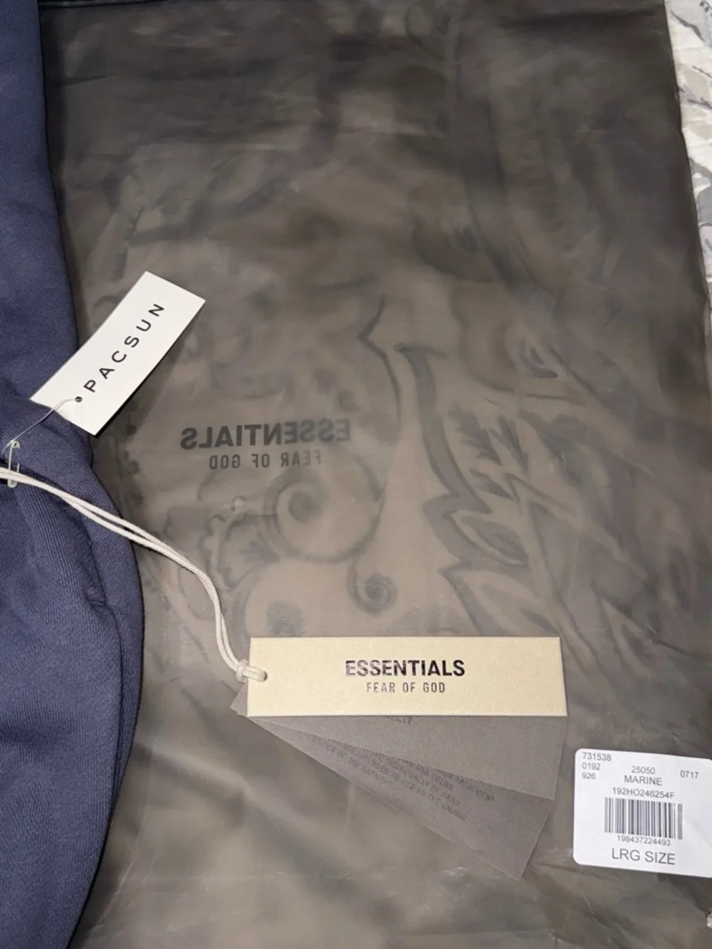 Fear of God Essentials Men's Marine Blue hooded sweatshirt